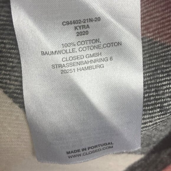 Closed Blouse Kyra Checked Cotton Flannel Mahogany Oversized Small Pleated Back - Picture 7 of 9